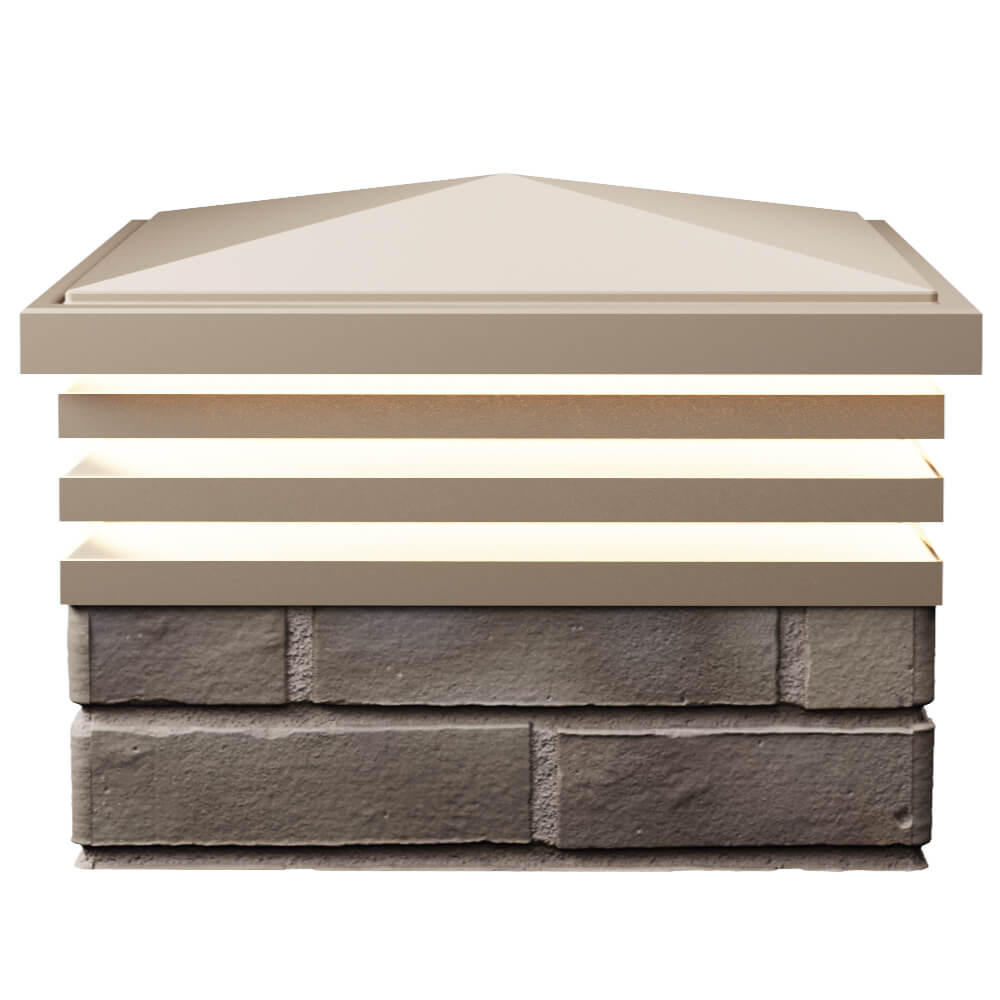 Колпак Zking Бона ХайТек Бежевый на столб 1.5х1.5 кирпича (385х385мм) с подсветкой в Перми фото