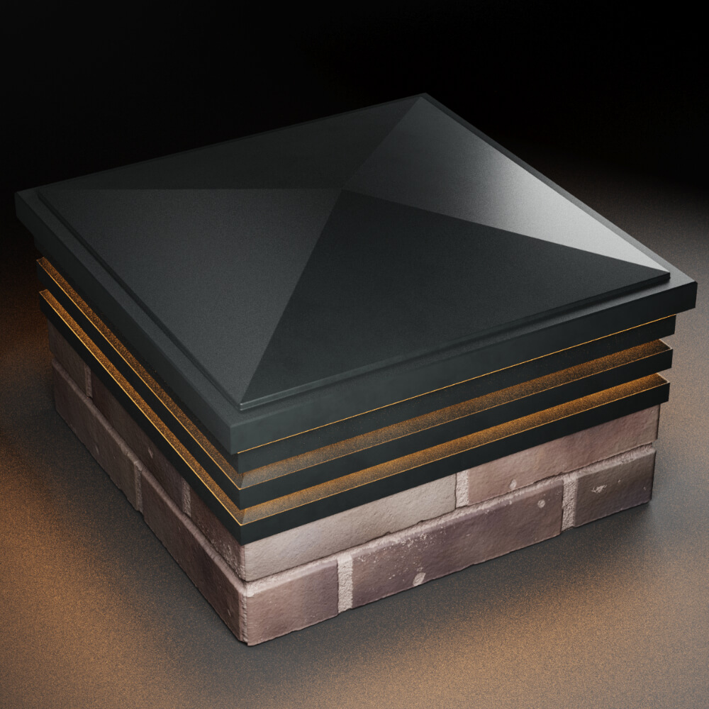 Колпак Zking Бона ХайТек Черный на столб 2х2 кирпича (513х513мм) с подсветкой в Перми фото