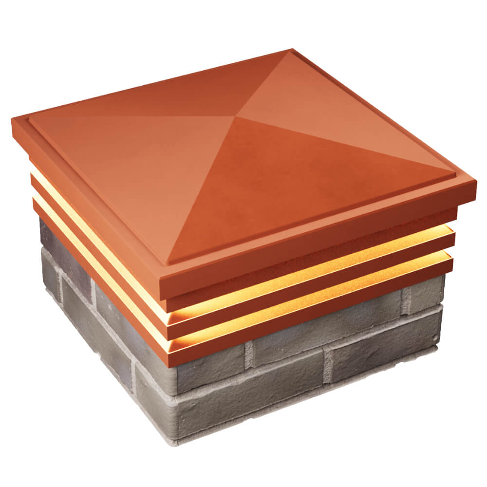 Колпак Zking Бона ХайТек Красный на столб 1.5х1.5 кирпича (385х385мм) с подсветкой в Перми фото