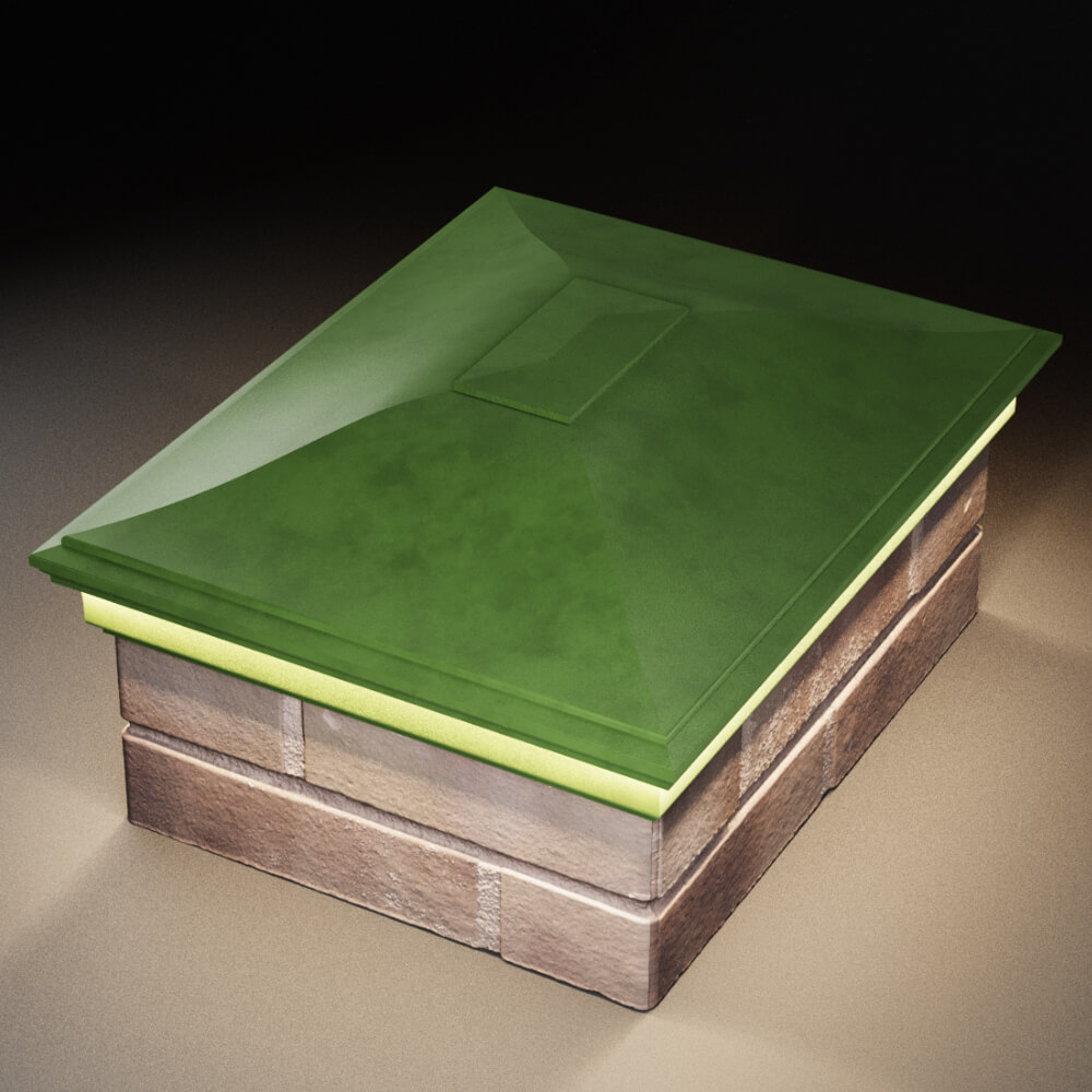 Колпак Zking Монблан Зеленый на столб 2х1.5 кирпича (515х385мм) c подсветкой в Перми фото