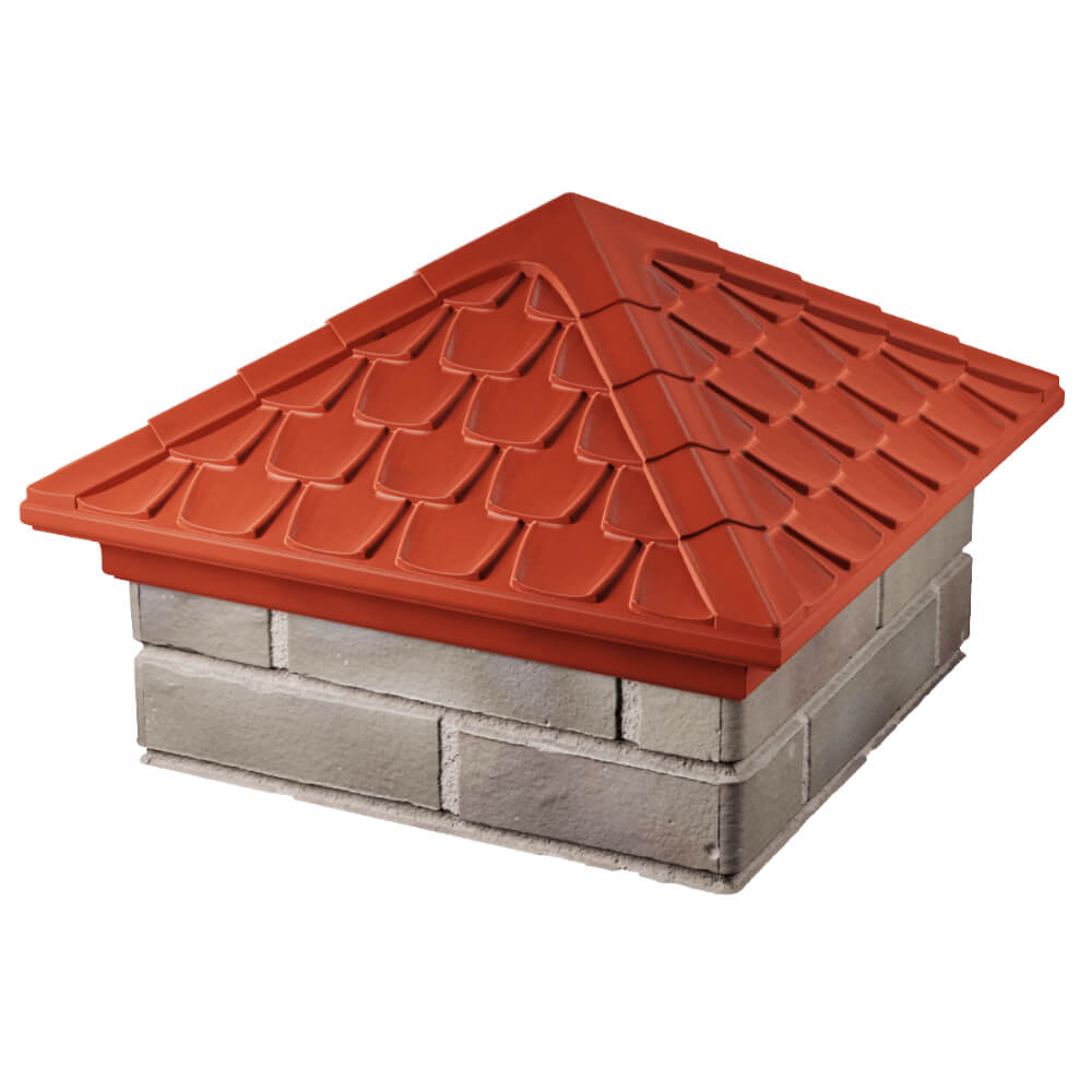 Колпак Zking Эльбрус Красный на столб 1.5х1.5 кирпича (385х385мм) в Перми фото