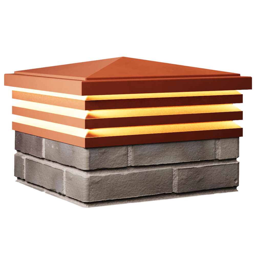 Колпак Zking Бона ХайТек Красный на столб 1.5х1.5 кирпича (385х385мм) с подсветкой в Перми фото