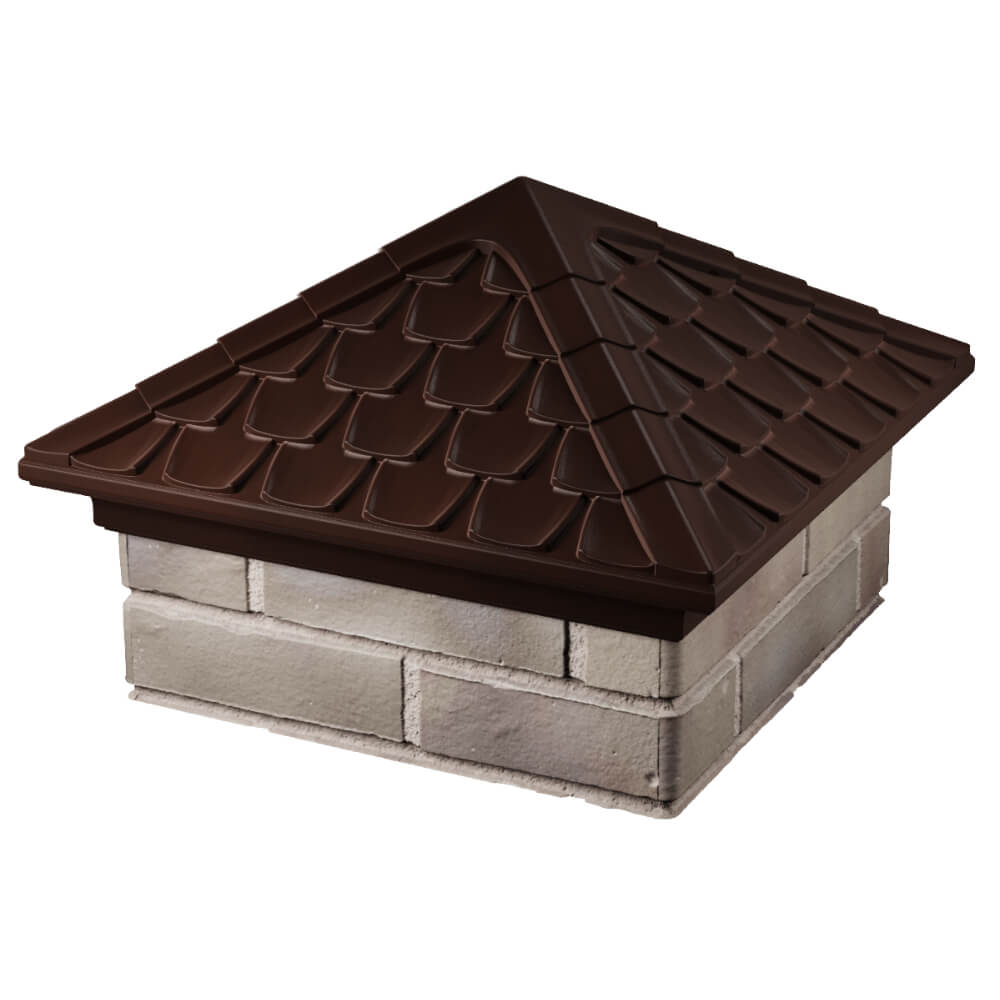 Колпак Zking Эльбрус Коричневый на столб 1.5х1.5 кирпича (385х385мм) в Перми фото