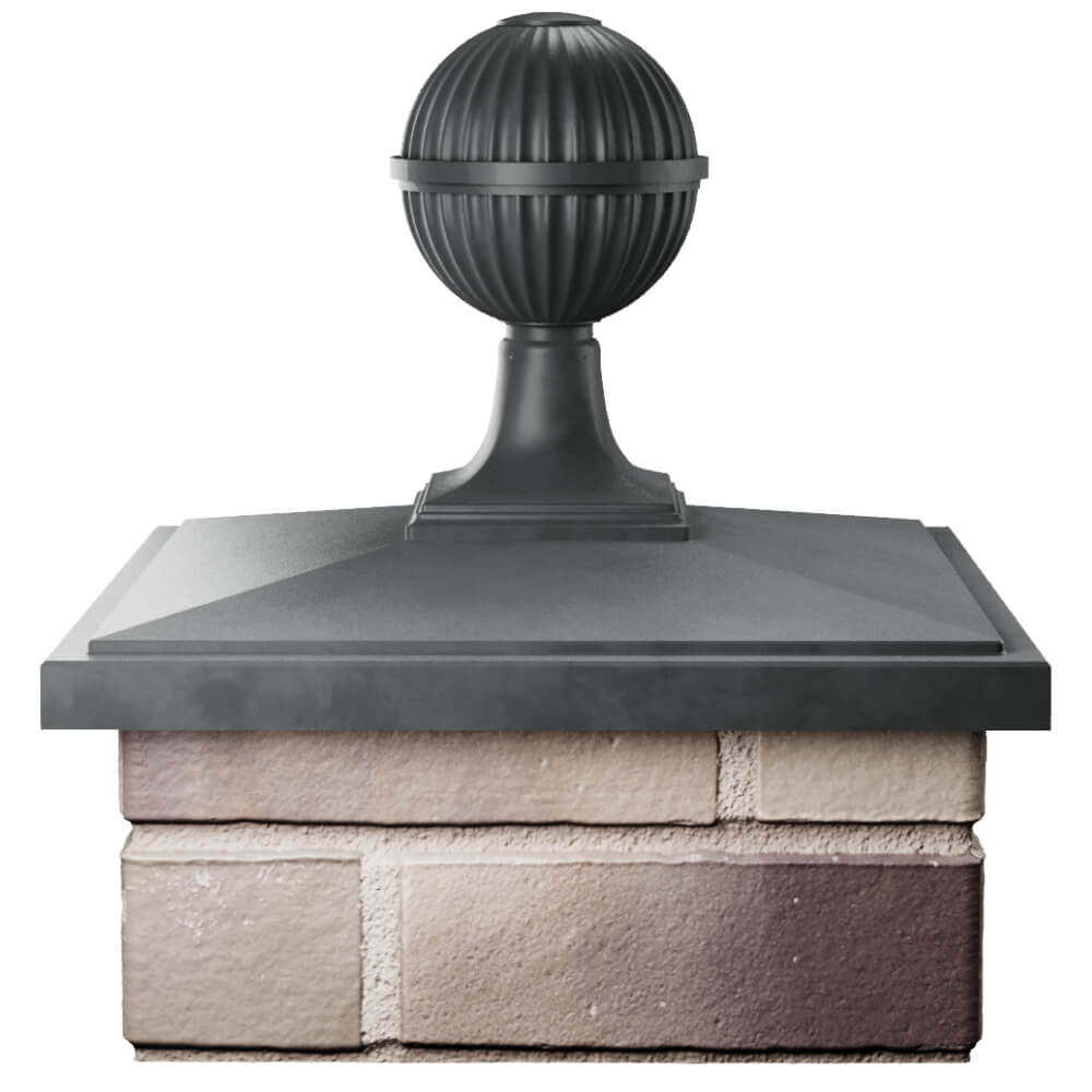 Колпак Zking БонаМоно Серый с шаром на столб 1.5х1.5 кирпича (385х385, 400х400мм) в сборе Пермь фото