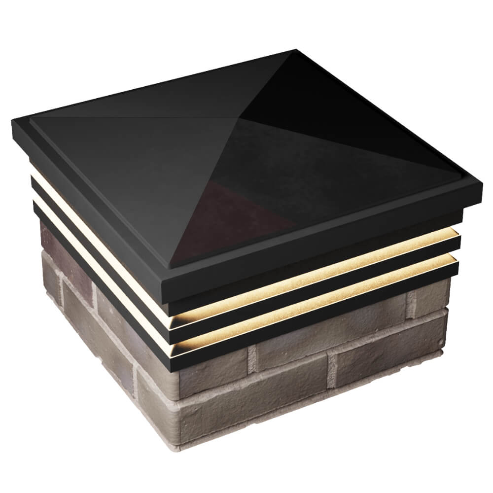 Колпак Zking Бона ХайТек Черный на столб 1.5х1.5 кирпича (385х385мм) с подсветкой в Перми фото