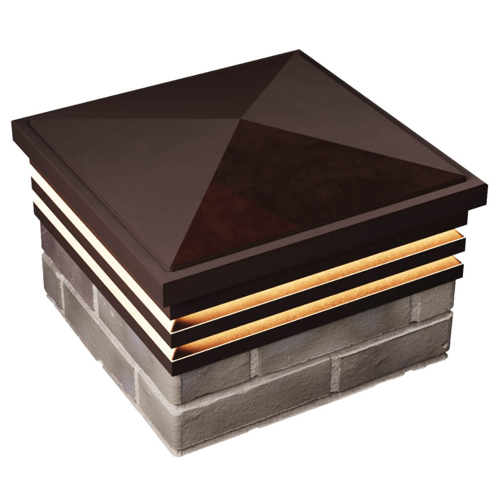 Колпак Zking Бона ХайТек Коричневый на столб 1.5х1.5 кирпича (385х385мм) с подсветкой в Перми фото