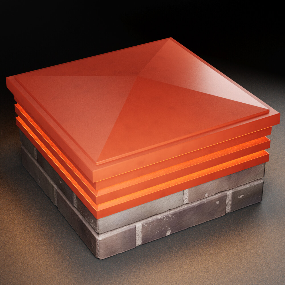 Колпак Zking Бона ХайТек Красный на столб 2х2 кирпича (513х513мм) с подсветкой в Перми фото