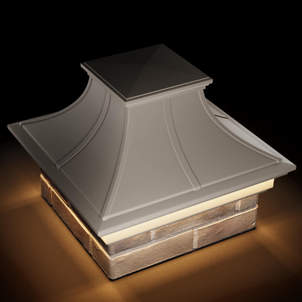 Колпак Zking Монблан Премиум Бежевый на столб 1.5х1.5 кирпича (385х385мм) с подсветкой в Перми фото