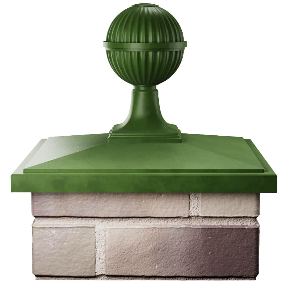 Колпак Zking БонаМоно Зеленый с шаром на столб 1.5х1.5 кирпича (385х385, 400х400мм) в сборе Пермь фото