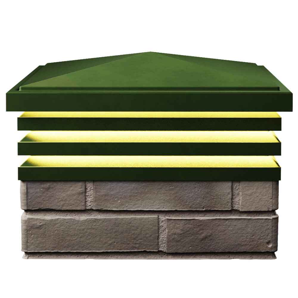 Колпак Zking Бона ХайТек Зеленый на столб 1.5х1.5 кирпича (385х385мм) с подсветкой в Перми фото