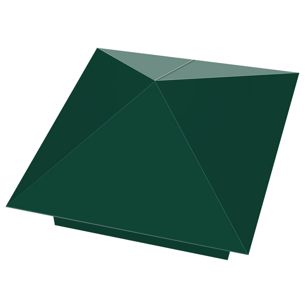 Колпак металлический 390х390мм RAL6005 Зеленый Мох заборный Пермь фото