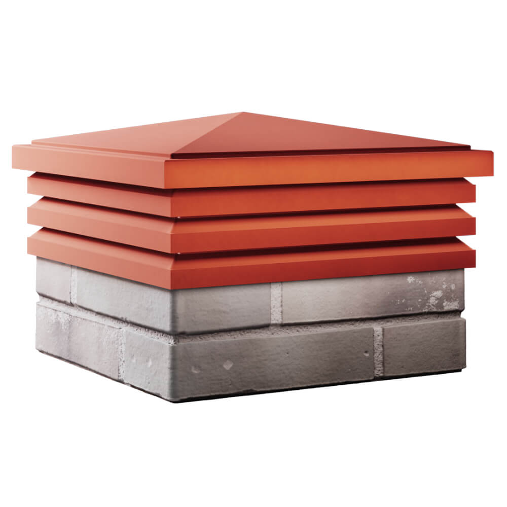 Колпак Zking Бона ХайТек Красный на столб 1.5х1.5 кирпича (385х385мм) в Перми фото