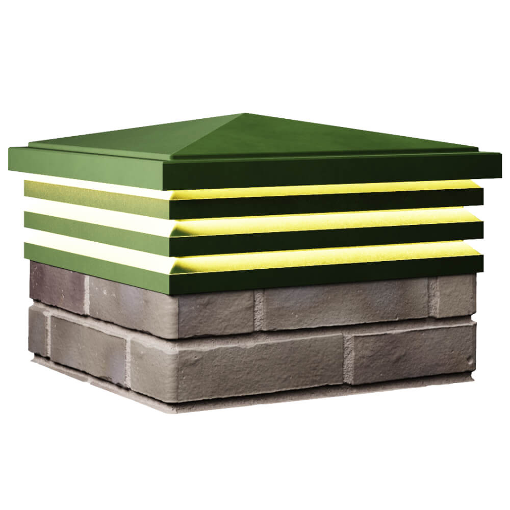 Колпак Zking Бона ХайТек Зеленый на столб 1.5х1.5 кирпича (385х385мм) с подсветкой в Перми фото