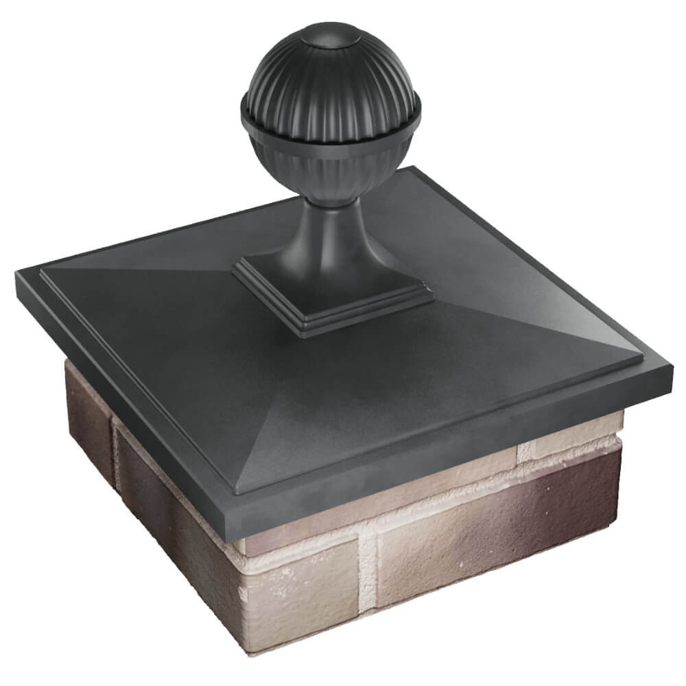 Колпак Zking БонаМоно Серый с шаром на столб 1.5х1.5 кирпича (385х385, 400х400мм) в сборе в Перми фото