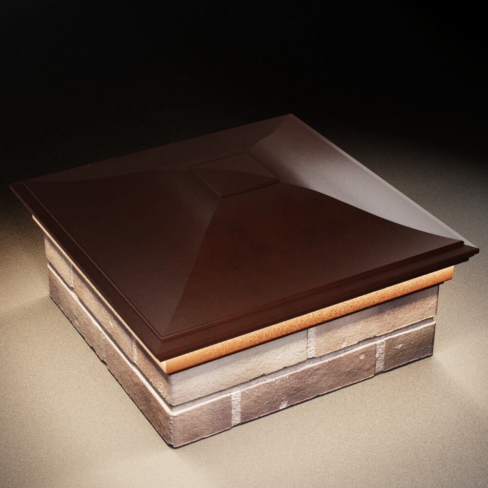 Колпак Zking Монблан Коричневый на столб 2х2 кирпича (515х515мм) c подсветкой в Перми фото