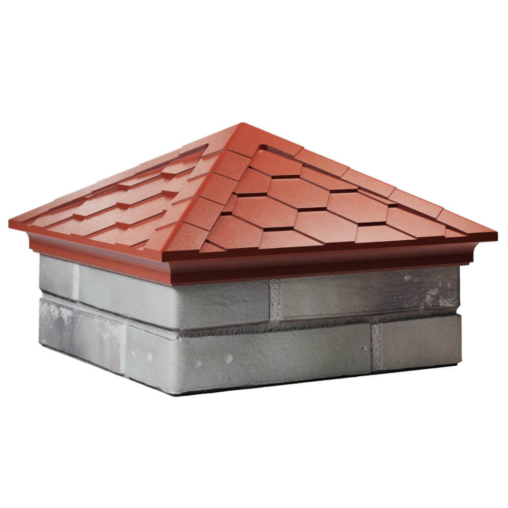 Колпак Zking Эверест Красный на столб 1.5х1.5 кирпича (390х390мм) в Перми фото