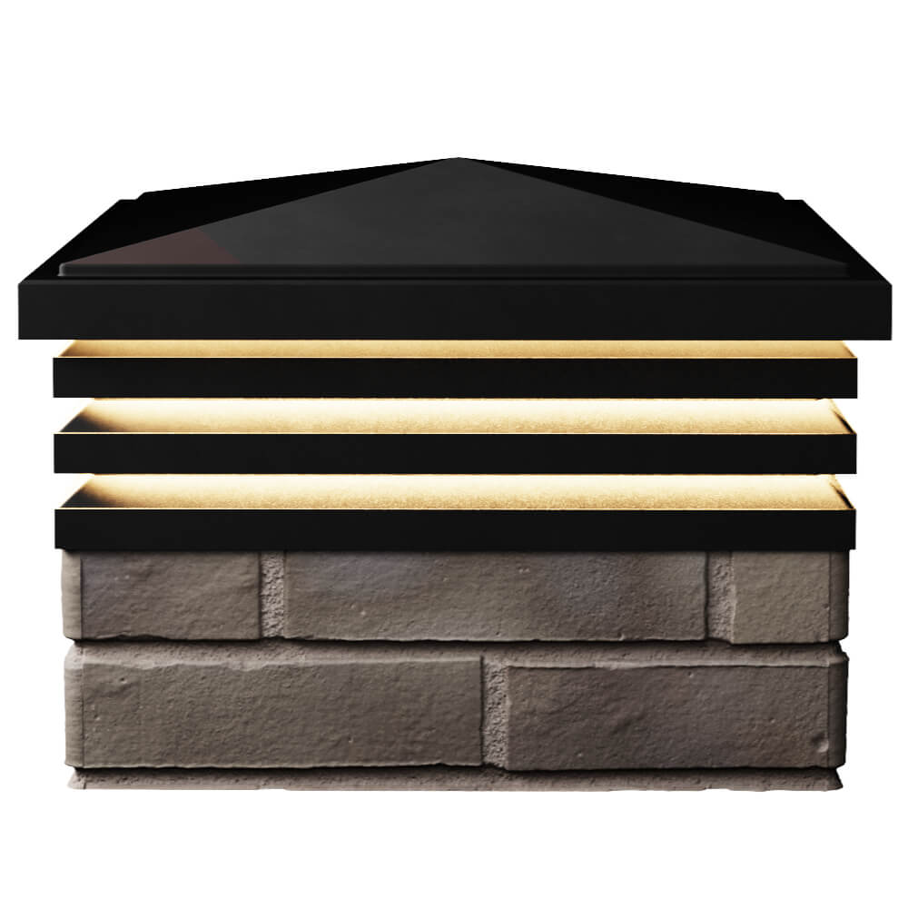 Колпак Zking Бона ХайТек Черный на столб 1.5х1.5 кирпича (385х385мм) с подсветкой в Перми фото