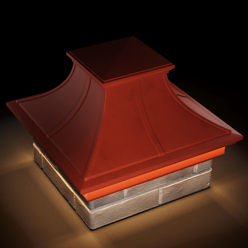 Колпак Zking Монблан Премиум Красный на столб 1.5х1.5 кирпича (385х385мм) с подсветкой в Перми фото