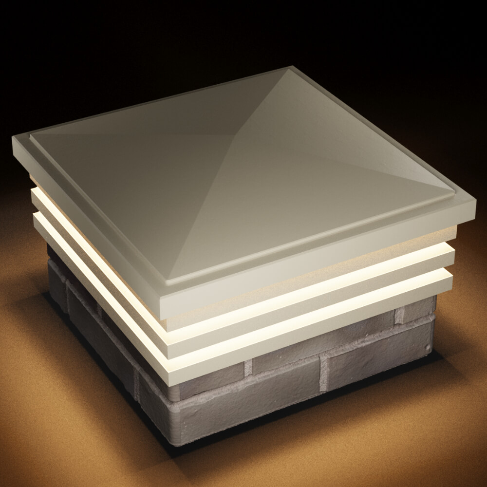 Колпак Zking Бона ХайТек Бежевый на столб 1.5х1.5 кирпича (385х385мм) с подсветкой в Перми фото