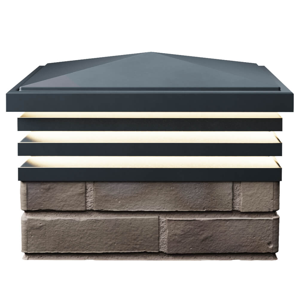 Колпак Zking Бона ХайТек Серый на столб 1.5х1.5 кирпича (385х385мм) с подсветкой в Перми фото