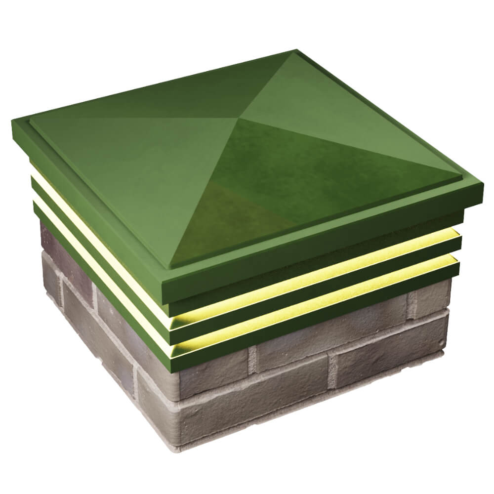 Колпак Zking Бона ХайТек Зеленый на столб 1.5х1.5 кирпича (385х385мм) с подсветкой в Перми фото