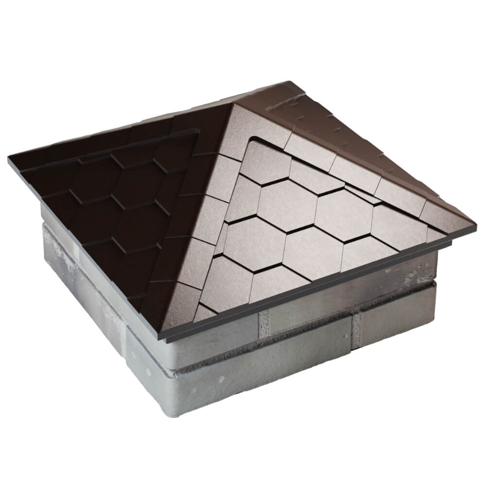 Колпак Zking Эверест Коричневый на столб 1.5х1.5 кирпича (390х390мм) в Перми фото