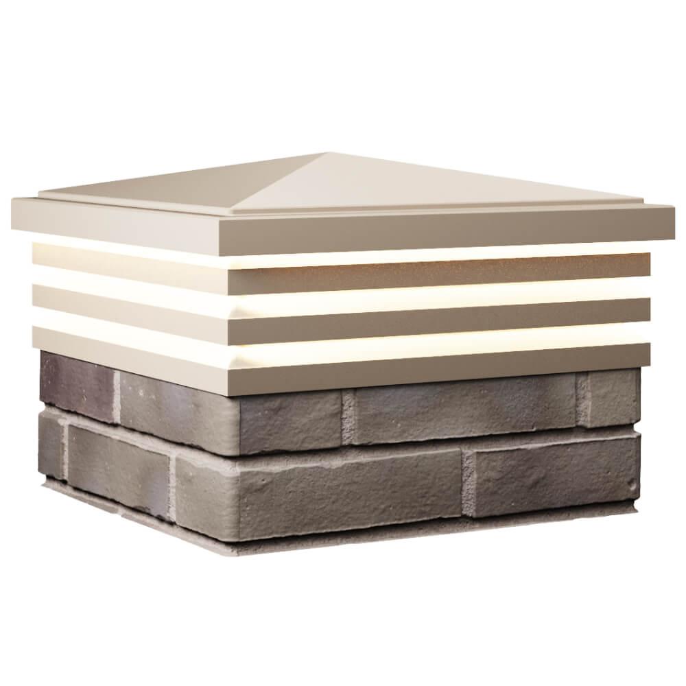 Колпак Zking Бона ХайТек Бежевый на столб 1.5х1.5 кирпича (385х385мм) с подсветкой в Перми фото