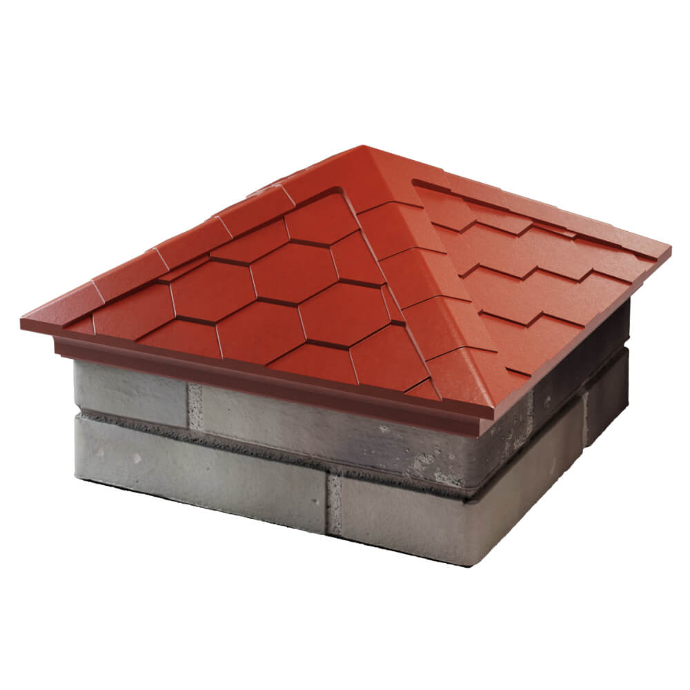 Колпак Zking Эверест Красный на столб 1.5х1.5 кирпича (390х390мм) в Перми фото