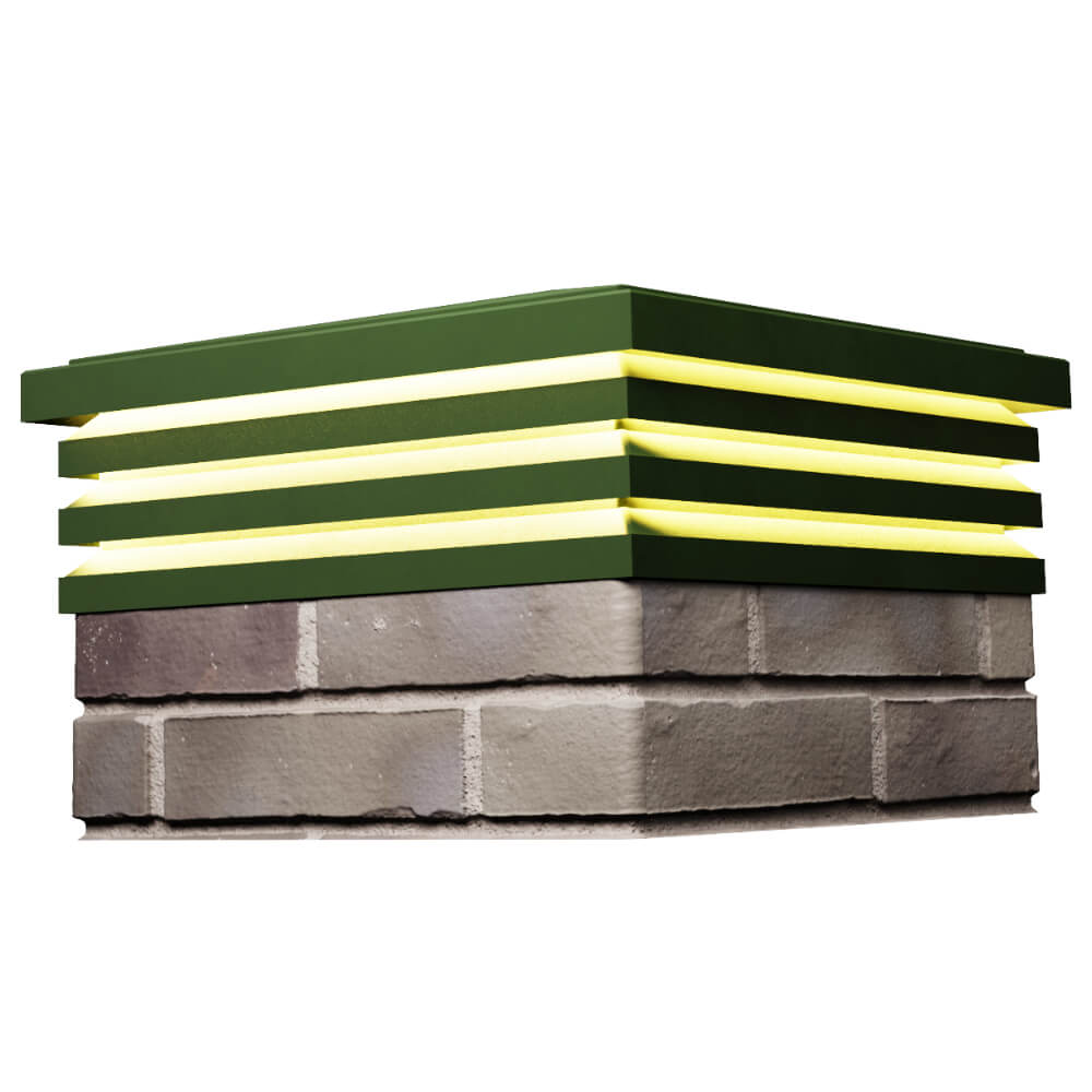 Колпак Zking Бона ХайТек Зеленый на столб 1.5х1.5 кирпича (385х385мм) с подсветкой в Перми фото