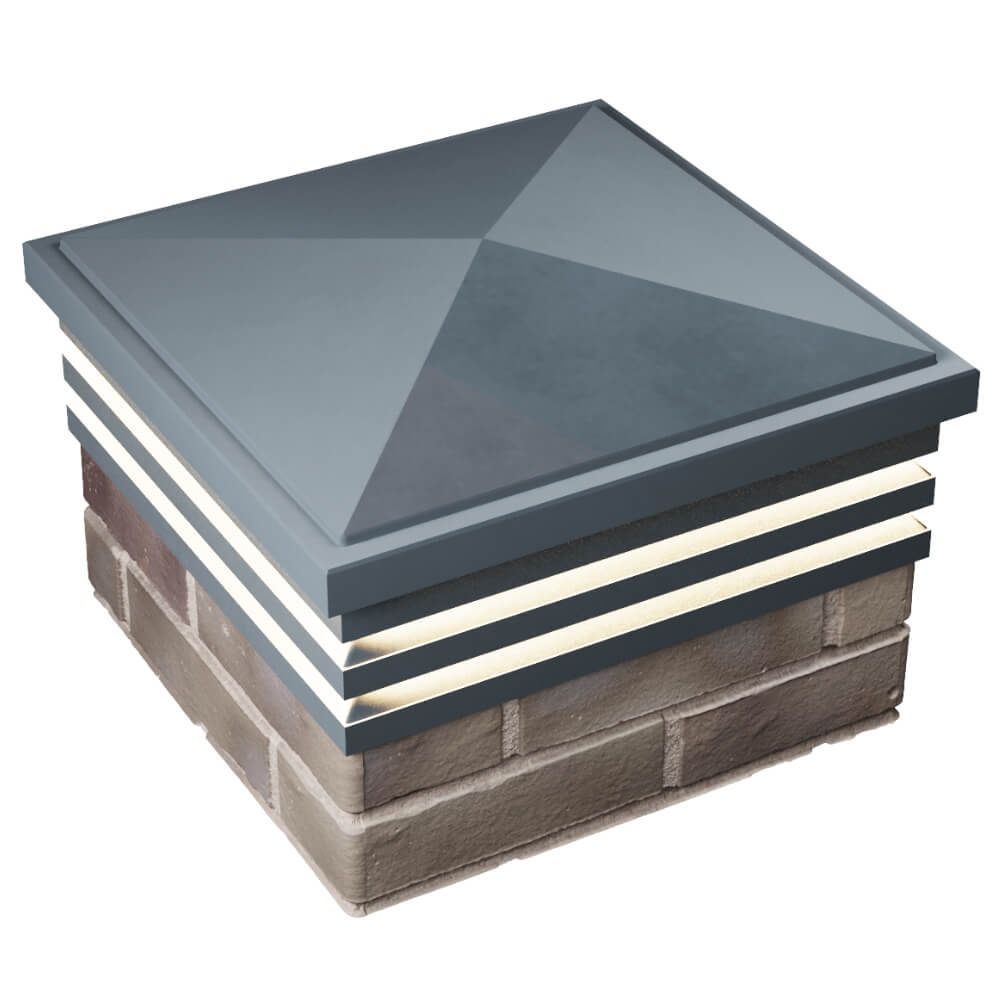 Колпак Zking Бона ХайТек Серый на столб 1.5х1.5 кирпича (385х385мм) с подсветкой в Перми фото