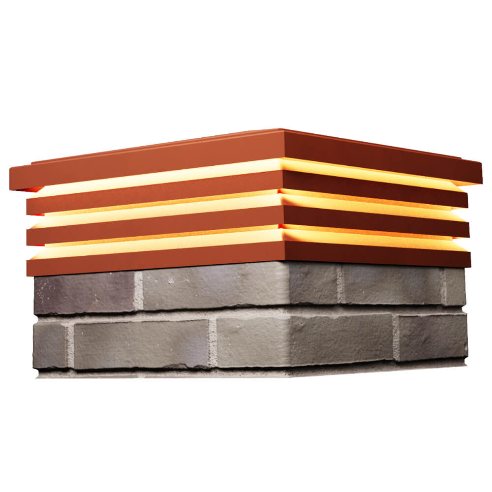 Колпак Zking Бона ХайТек Красный на столб 1.5х1.5 кирпича (385х385мм) с подсветкой в Перми фото