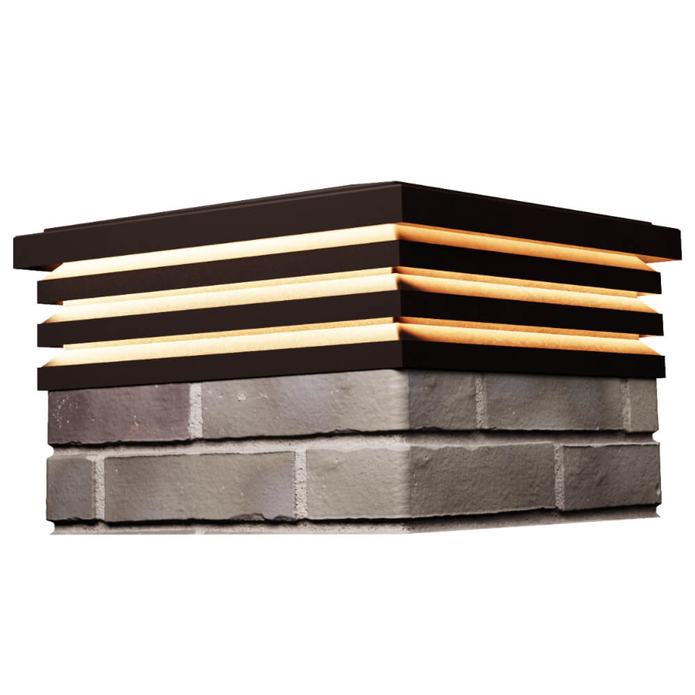 Колпак Zking Бона ХайТек Коричневый на столб 1.5х1.5 кирпича (385х385мм) с подсветкой в Перми фото