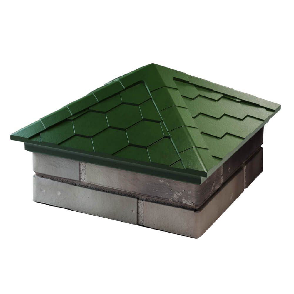 Колпак Zking Эверест Зеленый на столб 1.5х1.5 кирпича (390х390мм) в Перми фото