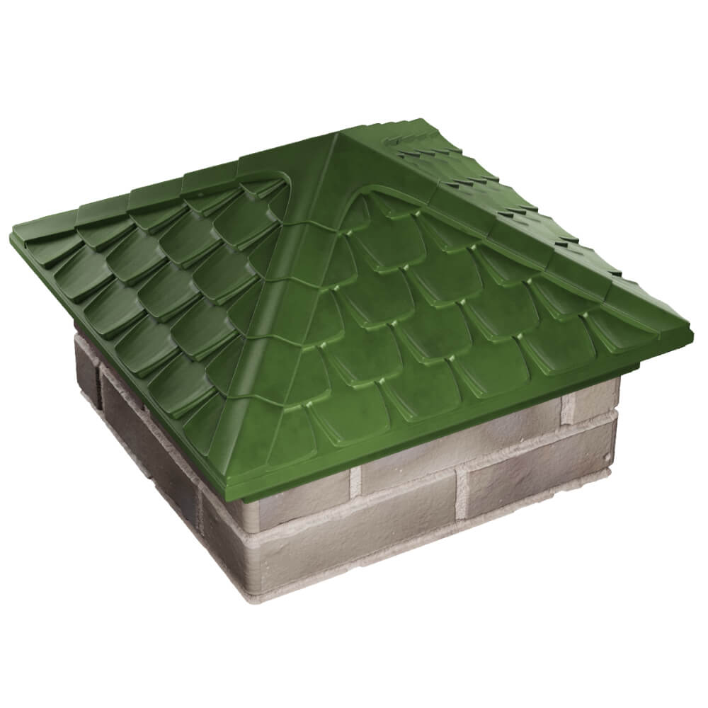 Колпак Zking Эльбрус Зеленый на столб 1.5х1.5 кирпича (385х385мм) в Перми фото