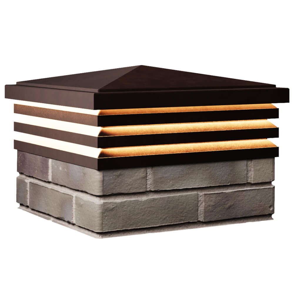 Колпак Zking Бона ХайТек Коричневый на столб 1.5х1.5 кирпича (385х385мм) с подсветкой в Перми фото