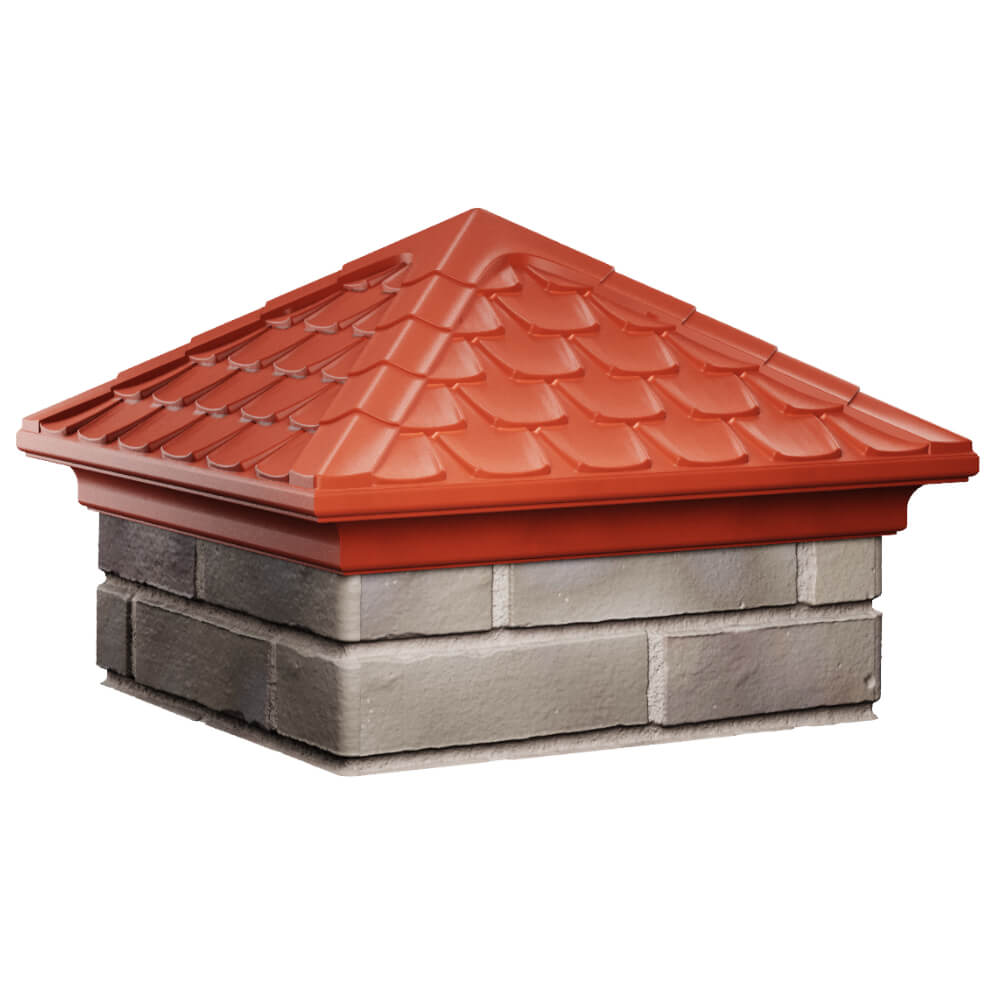 Колпак Zking Эльбрус Красный на столб 1.5х1.5 кирпича (385х385мм) в Перми фото