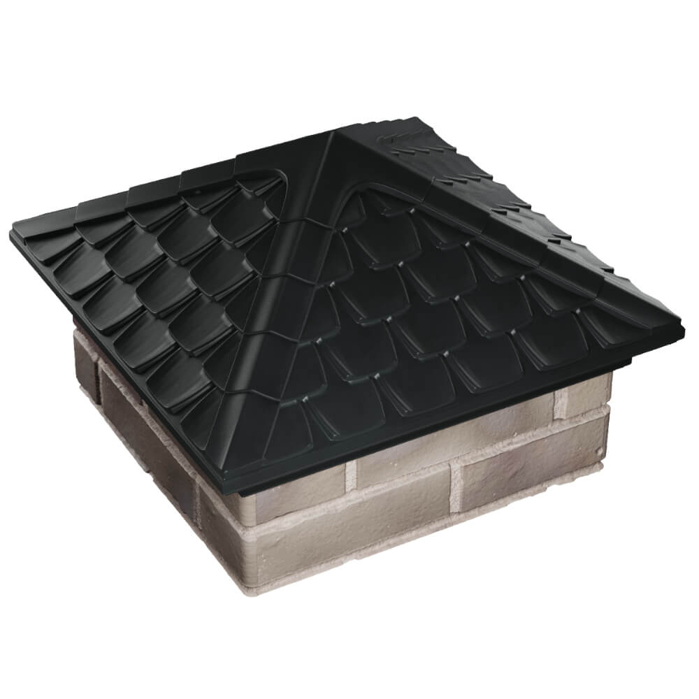 Колпак Zking Эльбрус Черный на столб 1.5х1.5 кирпича (385х385мм) в Перми фото