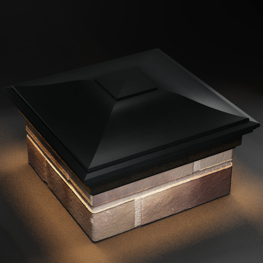 Колпак Zking Монблан Черный на столб 1.5х1.5 кирпича (385х385мм) с подсветкой в Перми фото