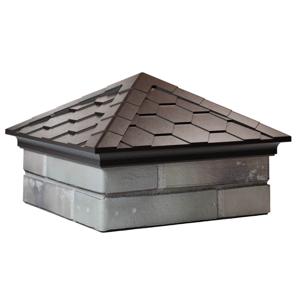 Колпак Zking Эверест Коричневый на столб 1.5х1.5 кирпича (390х390мм) в Перми фото