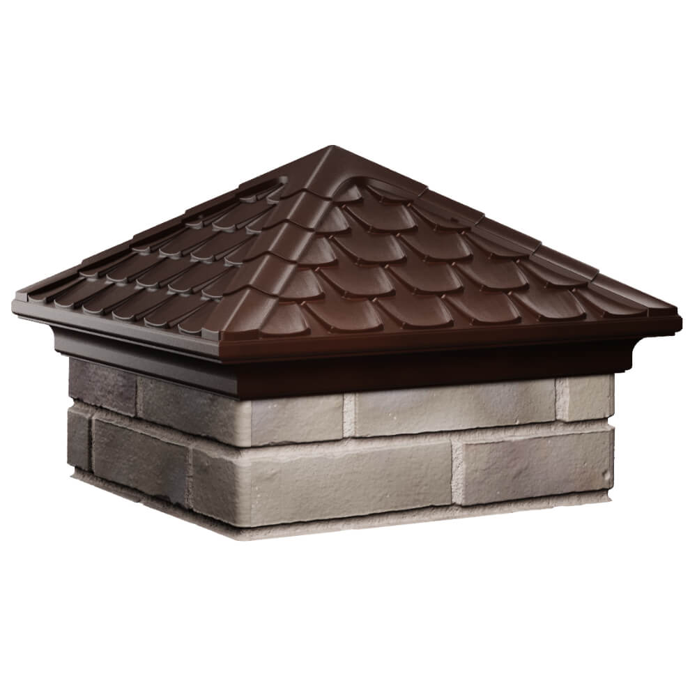 Колпак Zking Эльбрус Коричневый на столб 1.5х1.5 кирпича (385х385мм) в Перми фото