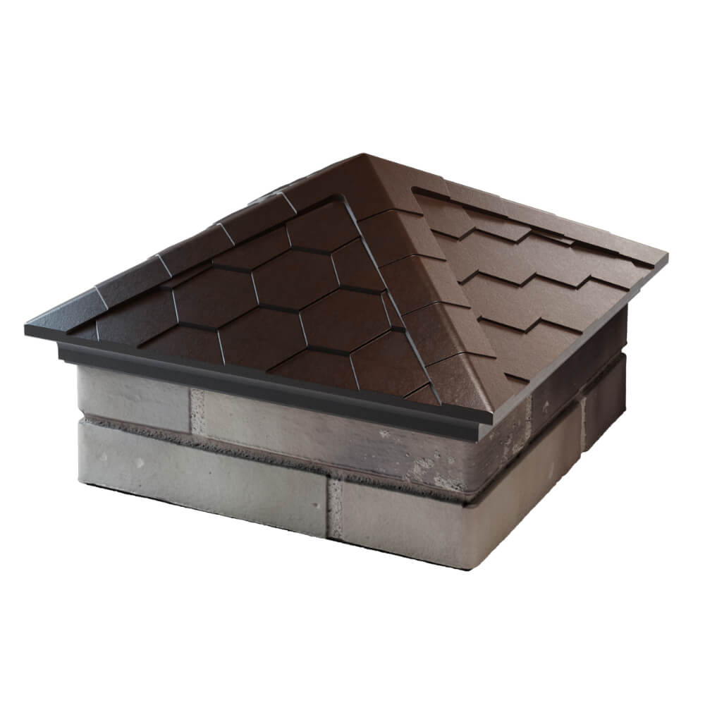 Колпак Zking Эверест Коричневый на столб 1.5х1.5 кирпича (390х390мм) в Перми фото